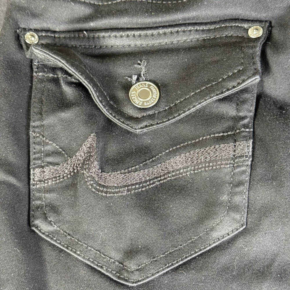 Angels Forever‎ Young Black Skinny Pants High Rise Double Button Size 6 - Picture 12 of 13